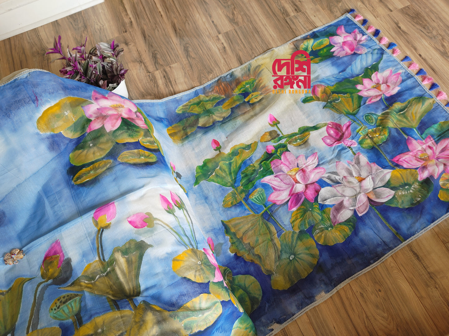Abstract Watercolor – Handpainted Half Silk Saree (Copy)