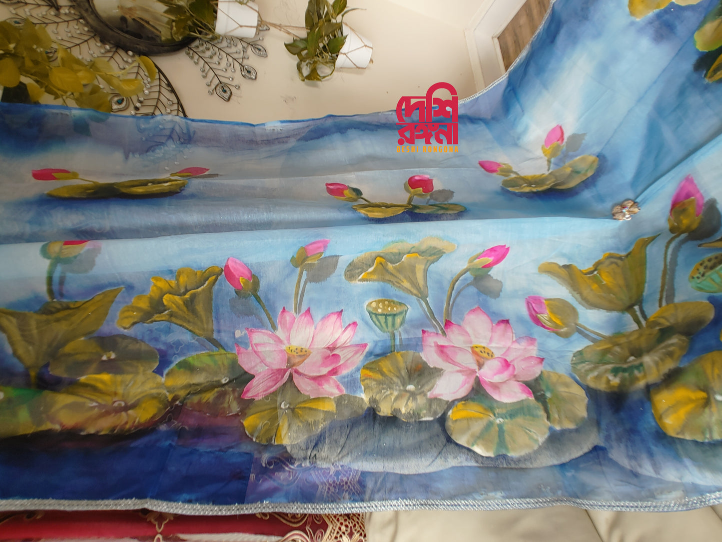Abstract Watercolor – Handpainted Half Silk Saree (Copy)