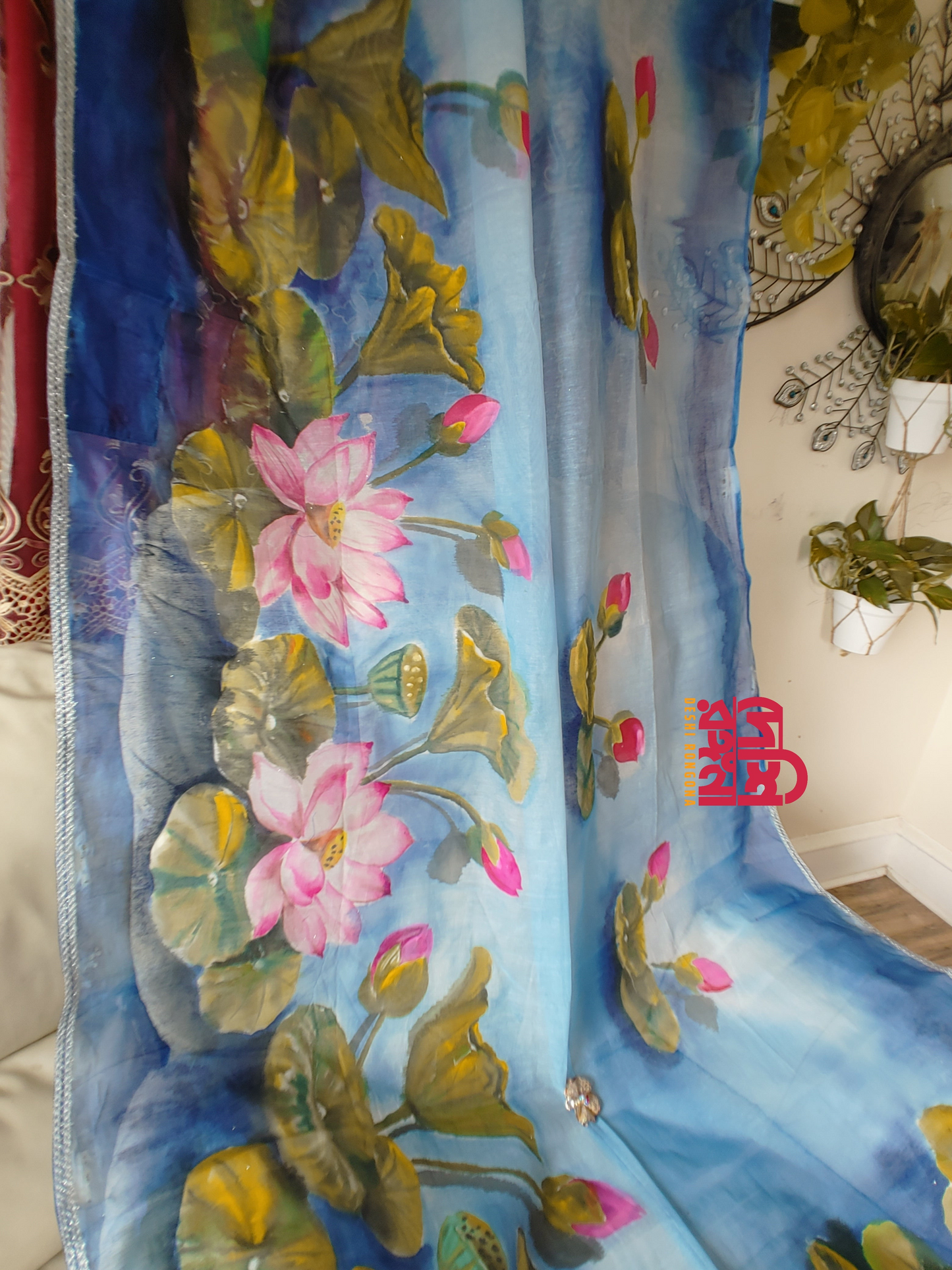 Abstract Watercolor – Handpainted Half Silk Saree (Copy)