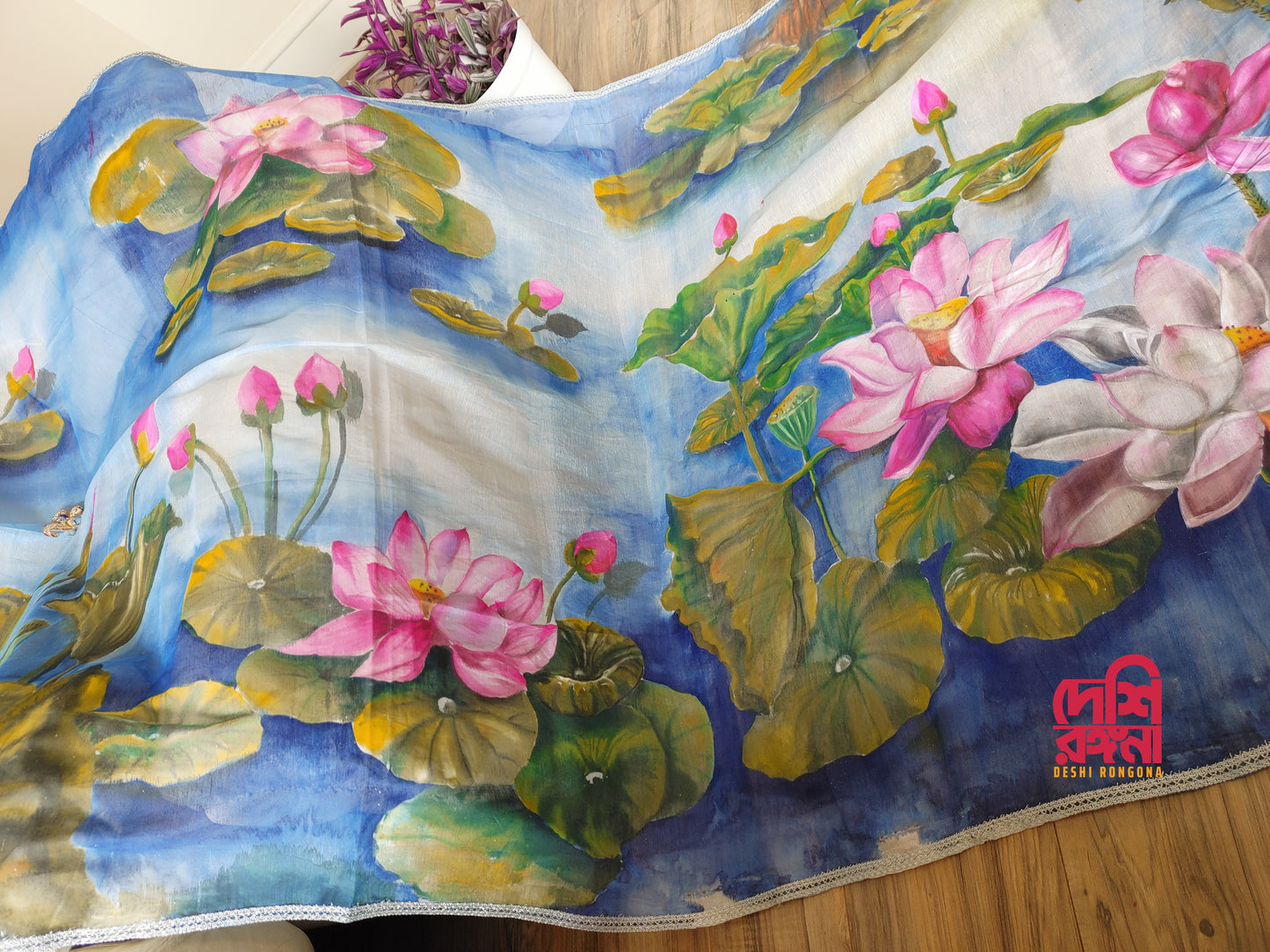 Abstract Watercolor – Handpainted Half Silk Saree (Copy)
