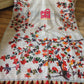 Original Dhakai Jamdani Handpainted, Halfsilk, Red/White Bombax Flower theme Classy Saree