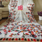 Original Dhakai Jamdani Handpainted, Halfsilk, Red/White Bombax Flower theme Classy Saree