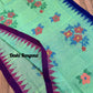 Sylheti Monipuri Saree, Mint with Purple/Blue Border