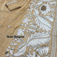 Bangalore Silk Kantha Saree- Light Brown Peacock theme