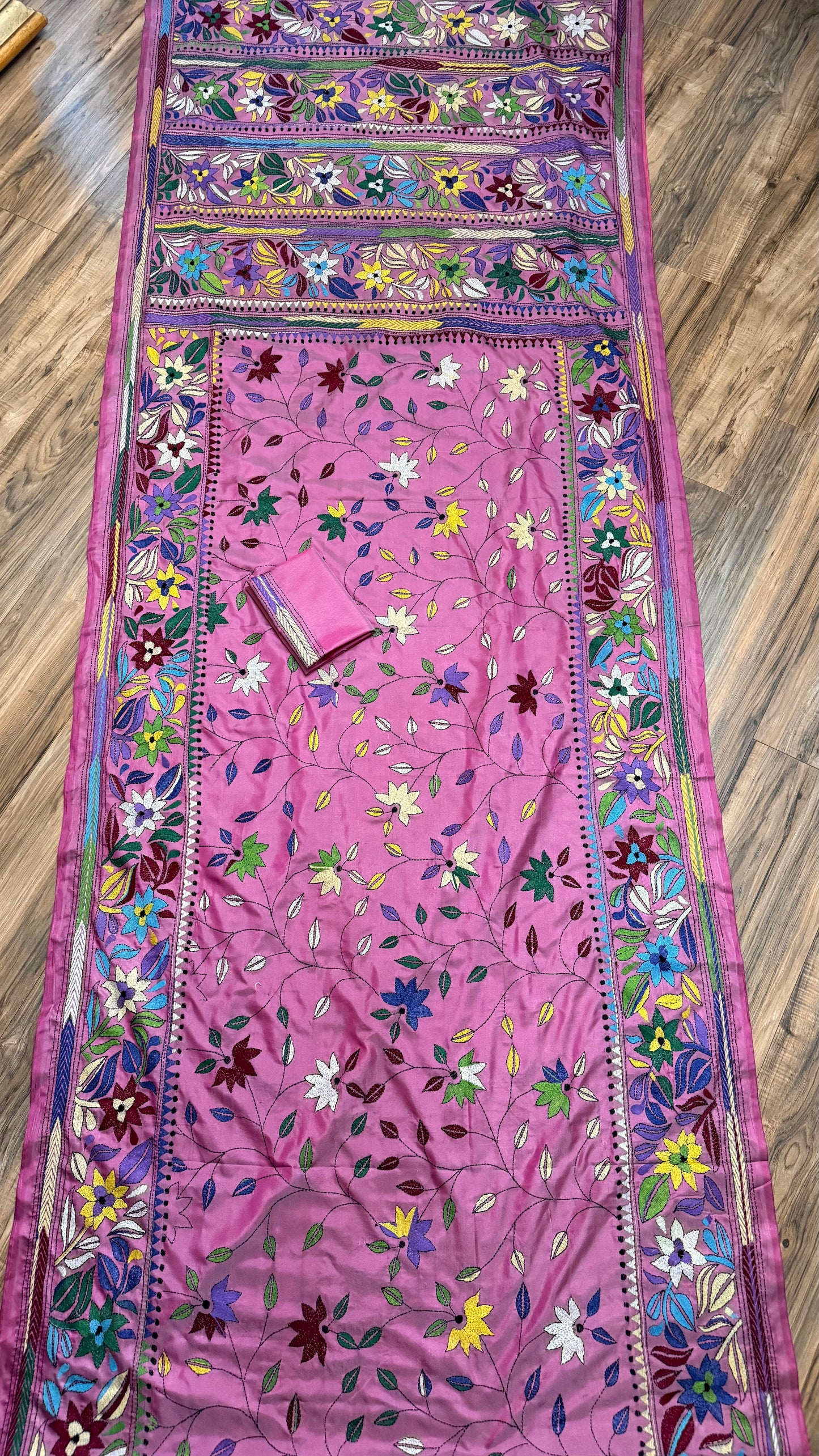 Pink Tone Bangalore Silk Kantha Saree