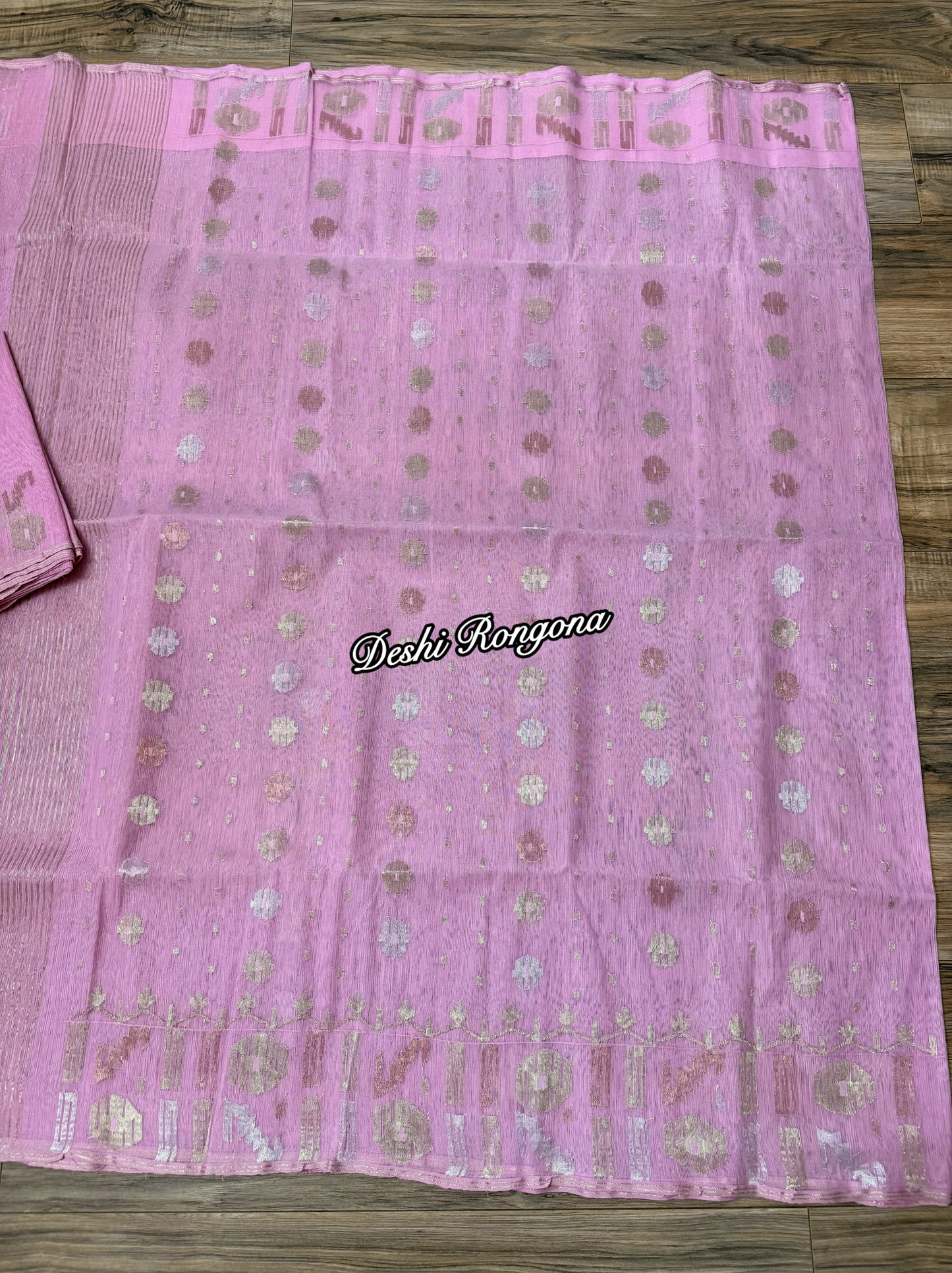 Original Dhakai Jamdani Saree -Baby Pink