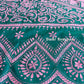 Sea green Bangalore Silk Kantha Saree with pink work