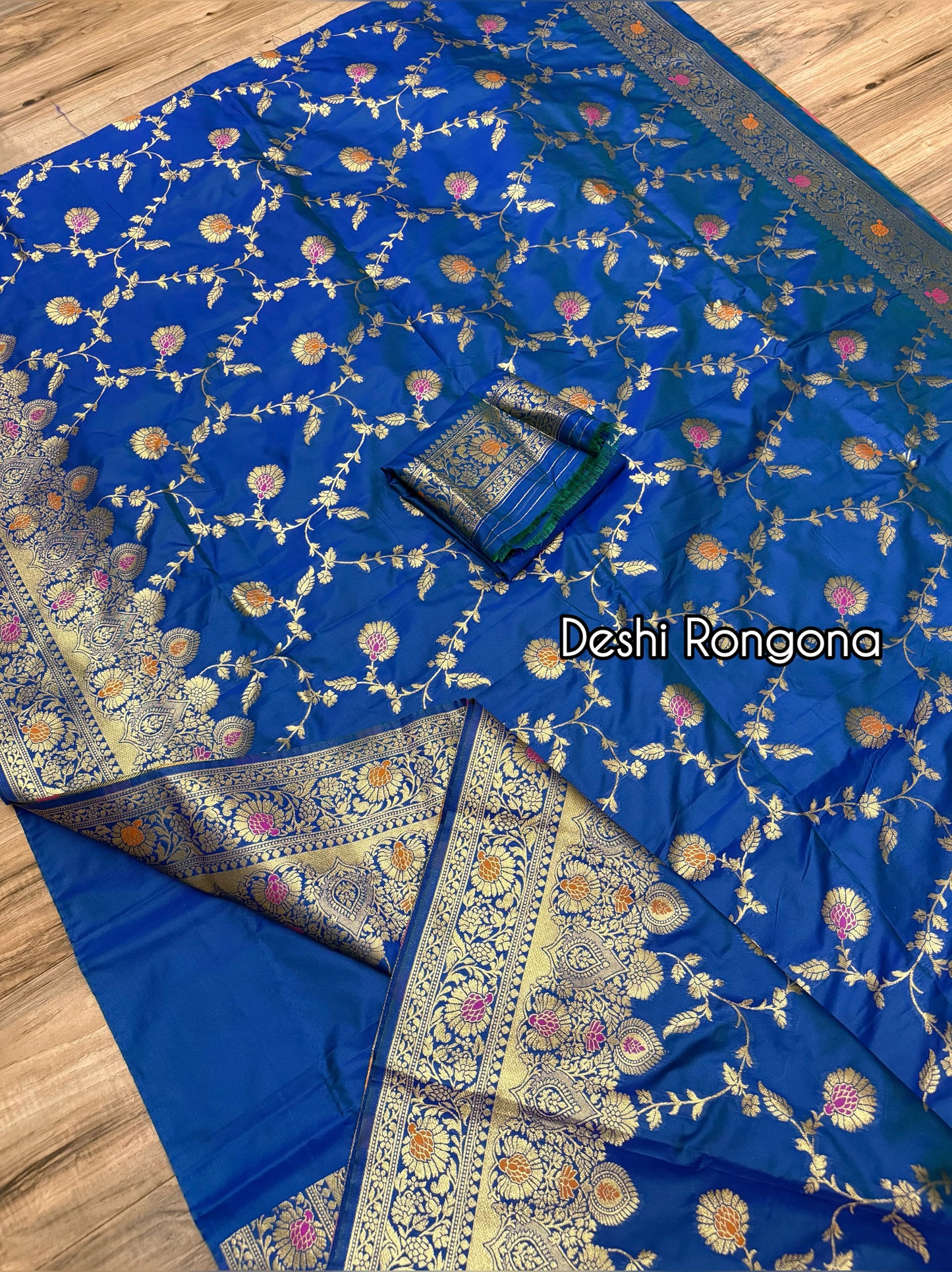 Royal Blue Benaroshi Katan Silk Saree – Elegant Wedding & Party Wear