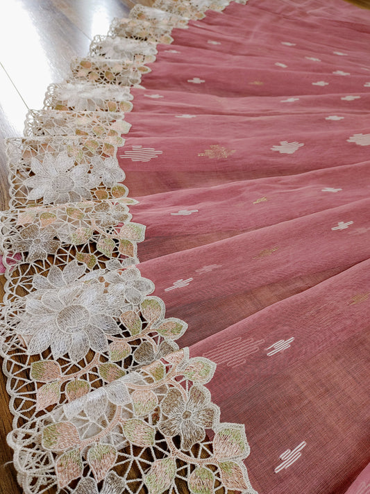Mauve Pink Cutwork Jamdani Dhakai – Embroidered