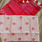 White Red Dhakai Jamdani Saree - Handloom 80 Count