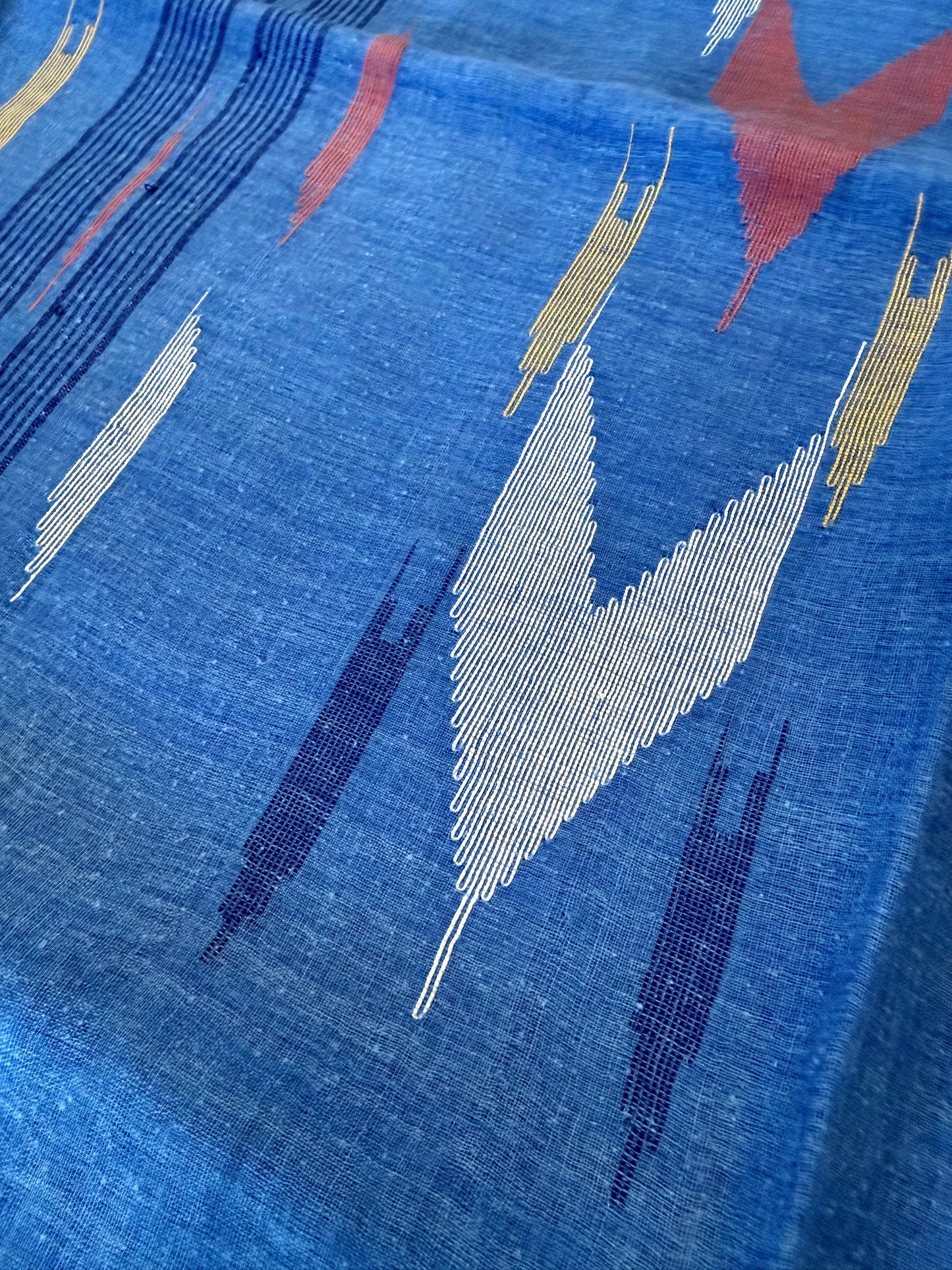 Sylheti Monipuri Cotton Saree – Blue & Deep Blue border