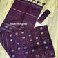 Original Dhakai Jamdani Saree - Plum Purple