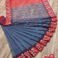 Gray-Red Cutwork Dhakai Jamdani – Halfsilk 64 count