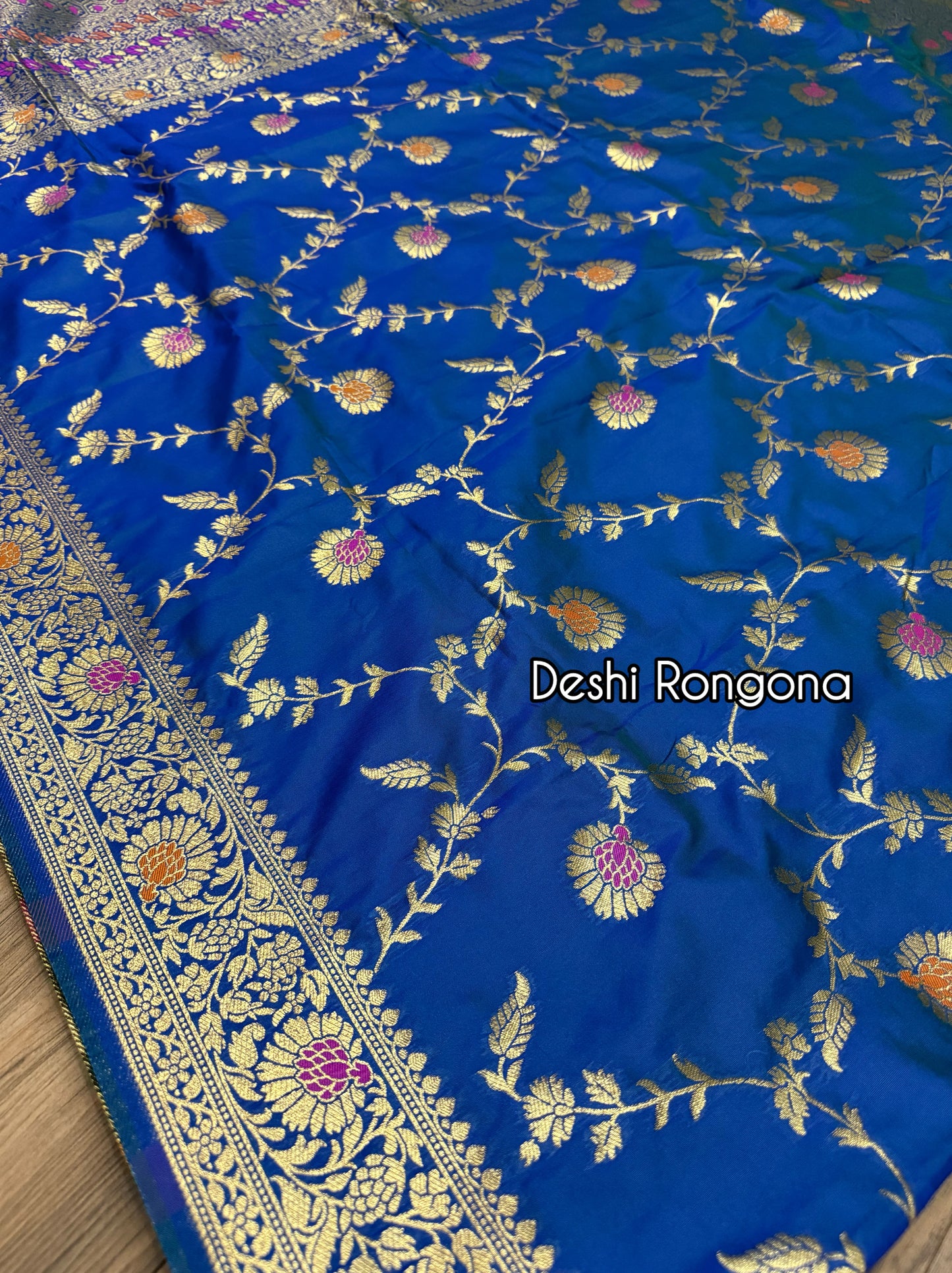 Royal Blue Benaroshi Katan Silk Saree – Elegant Wedding & Party Wear