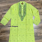 Original Dhakai Jamdani Punjabi, Handwoven Pure Cotton, Lime Color