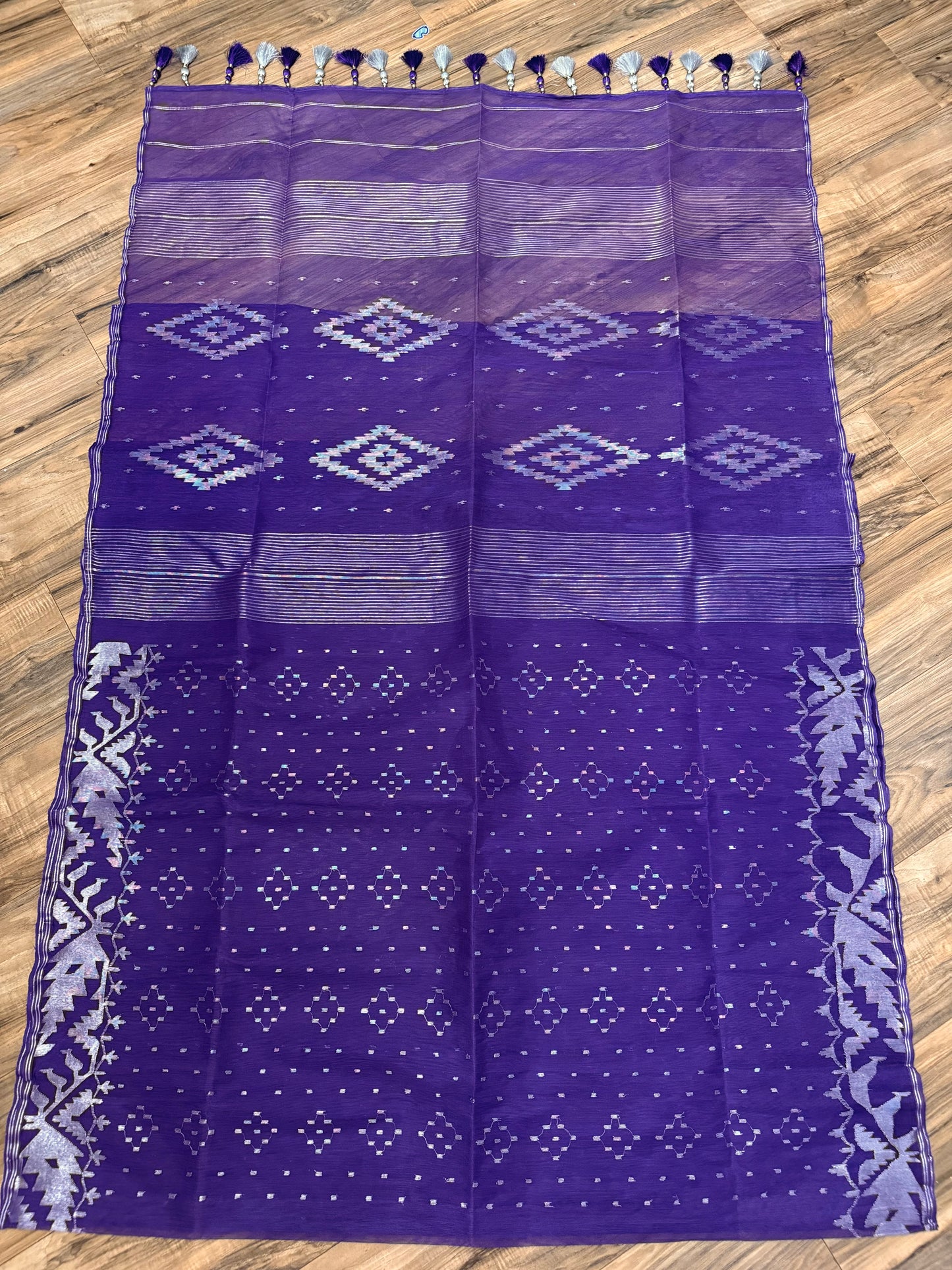 Purple Original Dhakai Jamdani Saree - Handloom Classic