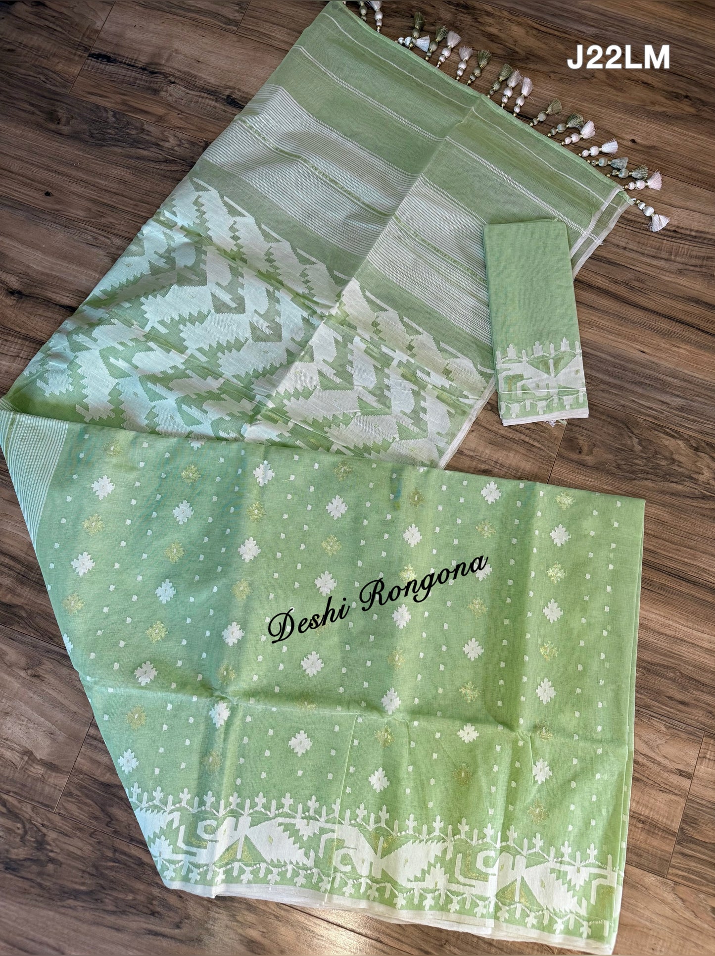 Original Dhakai Jamdani Saree, Handloom Classic -Mint Green