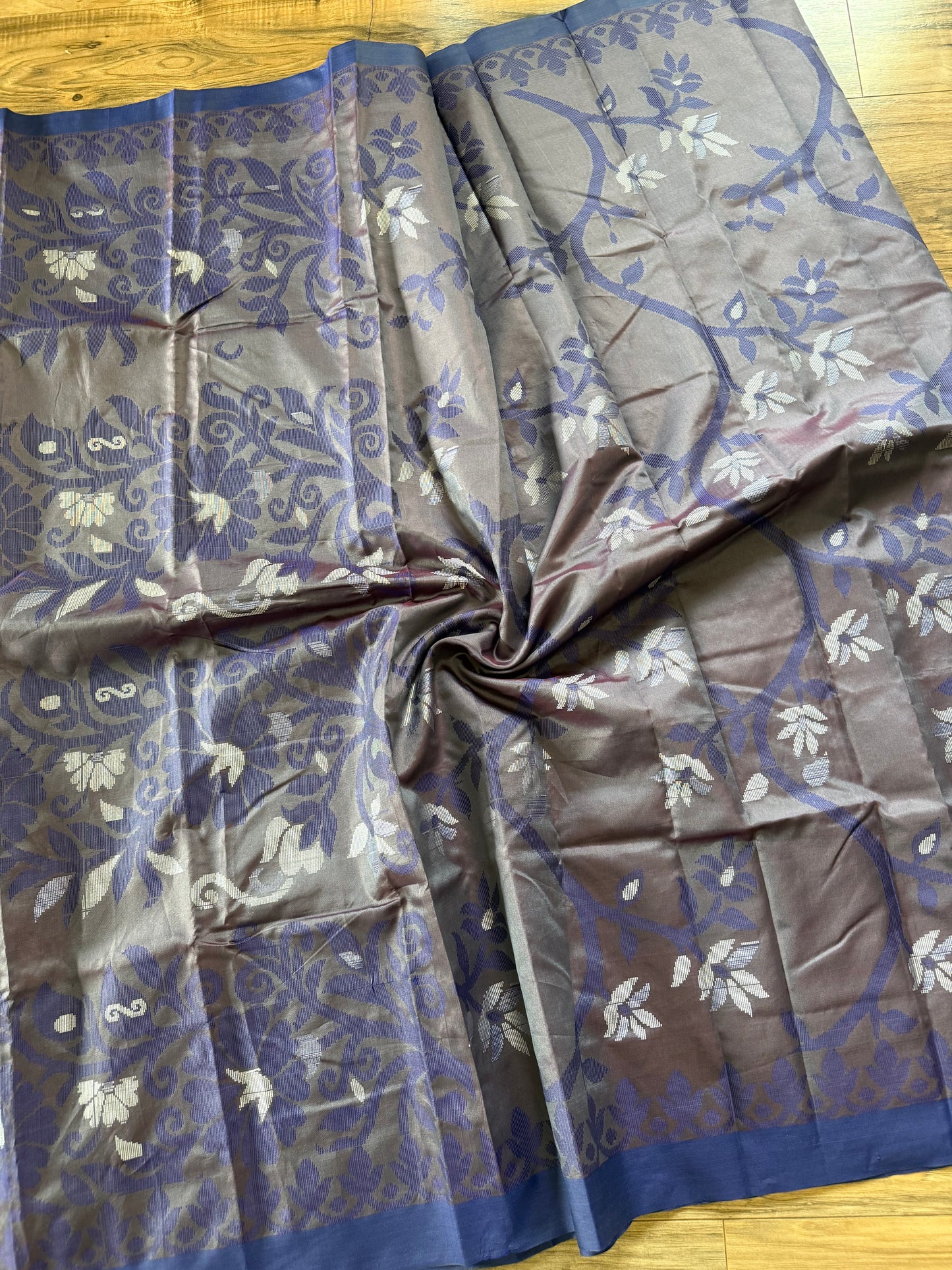 Tangail Silk Saree green and blue check