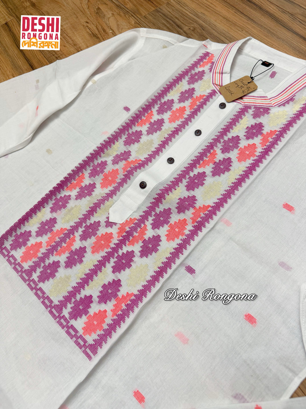 Original Dhakai Jamdani Men Punjabi, Pure Cotton
