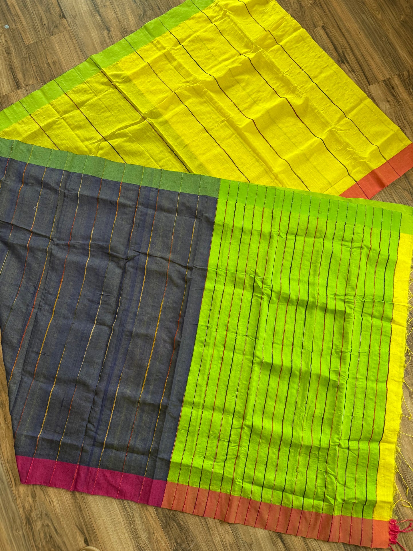 Tangail Cotton Khesh Saree, Made in Bangladesh, Ganga/Jamuna Border, Hand Woven, Pure Cotton,Comfortable summer saree,Other Colors available