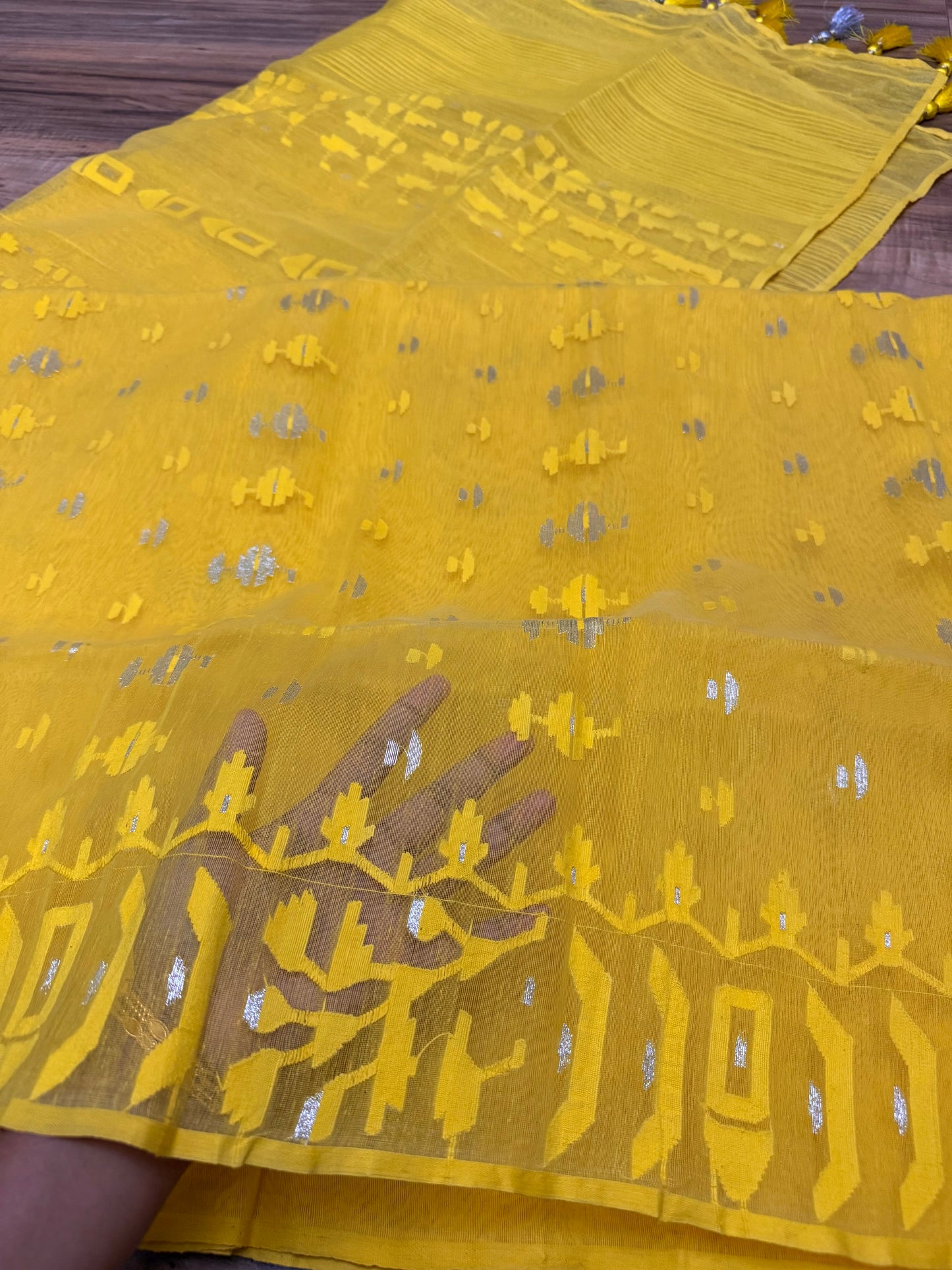 Original Dhakai Jamdani Saree - Yellow