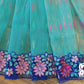 Turquoise Dhakai Jamdani with Cutwork Embroidery