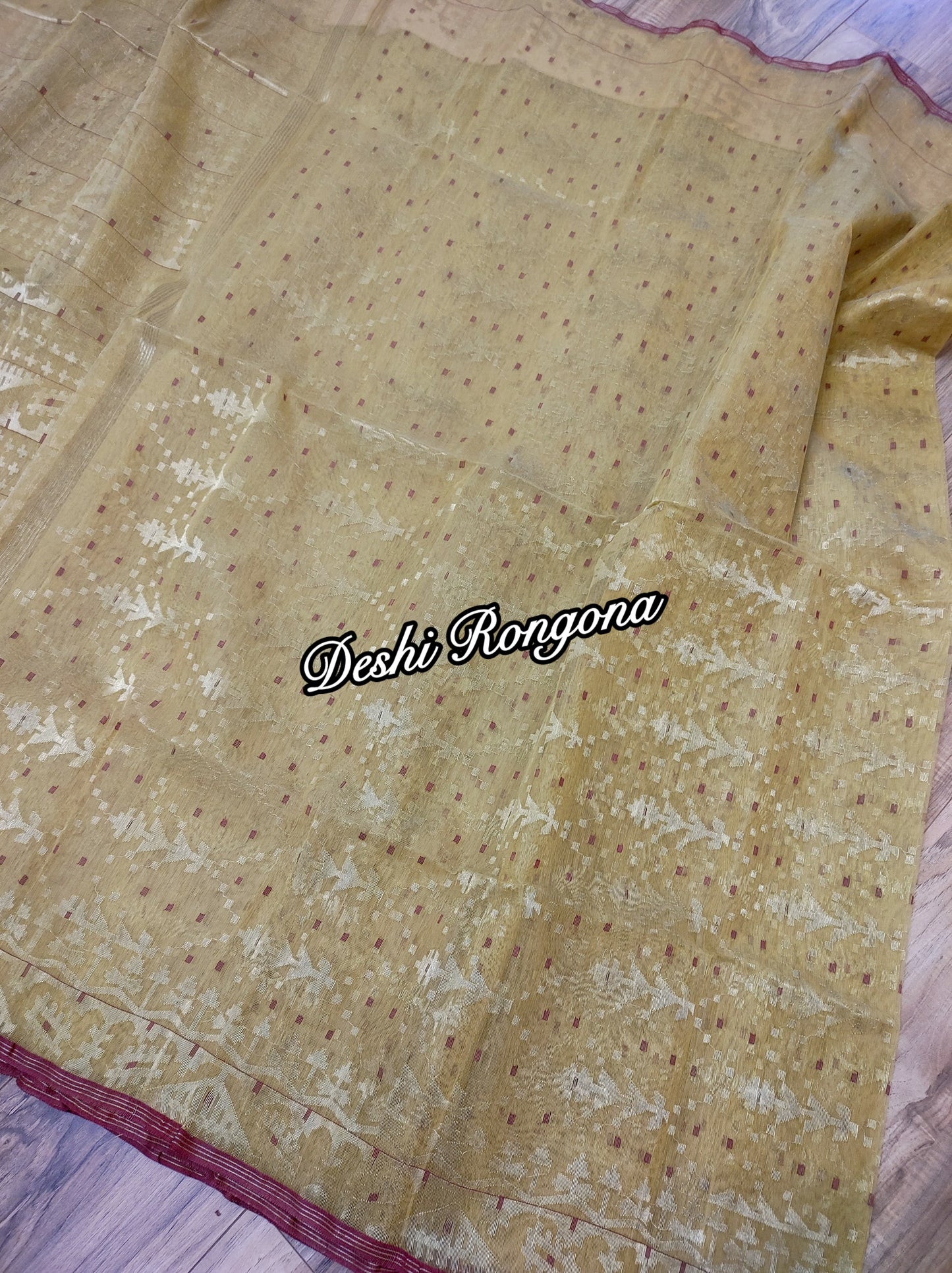 Elegant Dhakai Jamdani Saree - Royal Golden