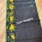 Handpainted Saree, Halfsilk Black Handloom Cotton Saree, Feel Special with this Exclusive and Rare Price of Art