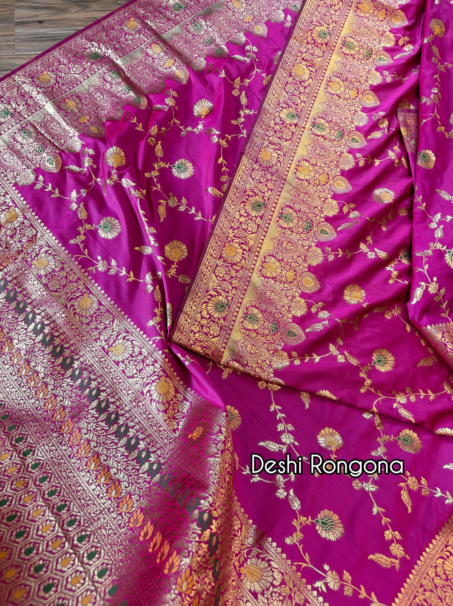 Magenta Benaroshi Katan Silk Saree – Elegant Wedding & Party Wear