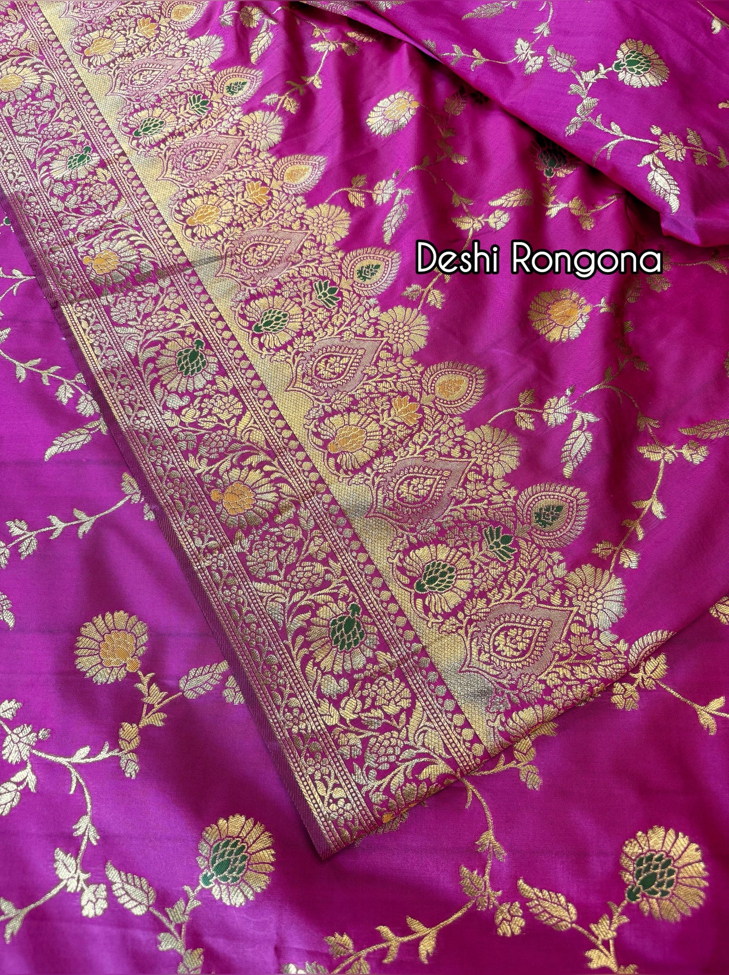 Magenta Benaroshi Katan Silk Saree – Elegant Wedding & Party Wear