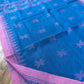 Sylheti Monipuri Handwoven Cotton Saree - Blue
