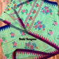 Sylheti Monipuri Saree, Mint with Purple/Blue Border