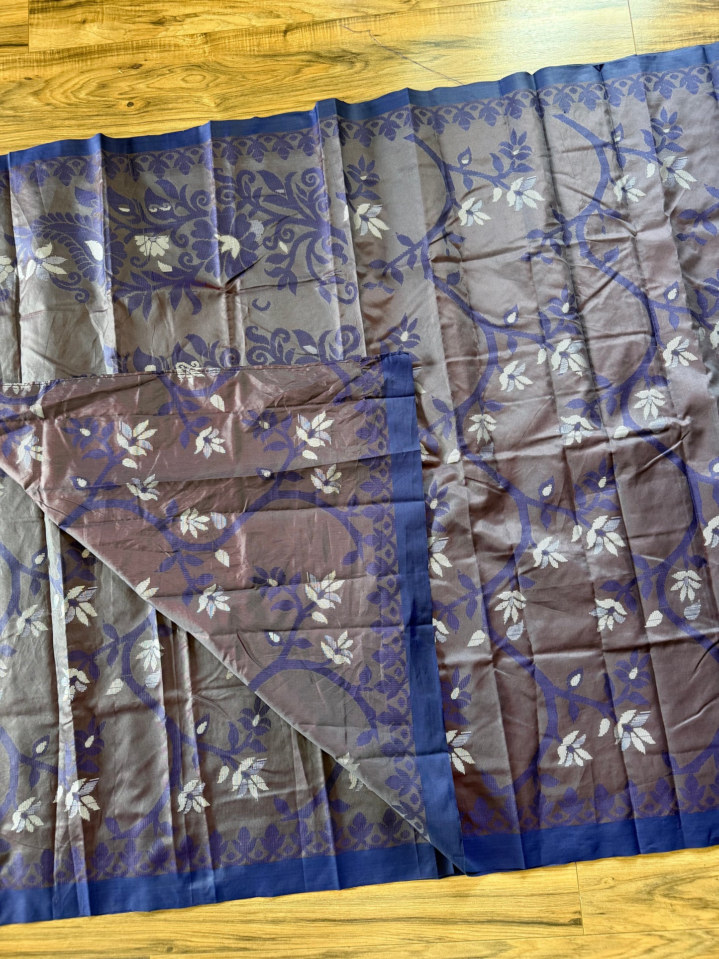 Tangail Silk Saree green and blue check