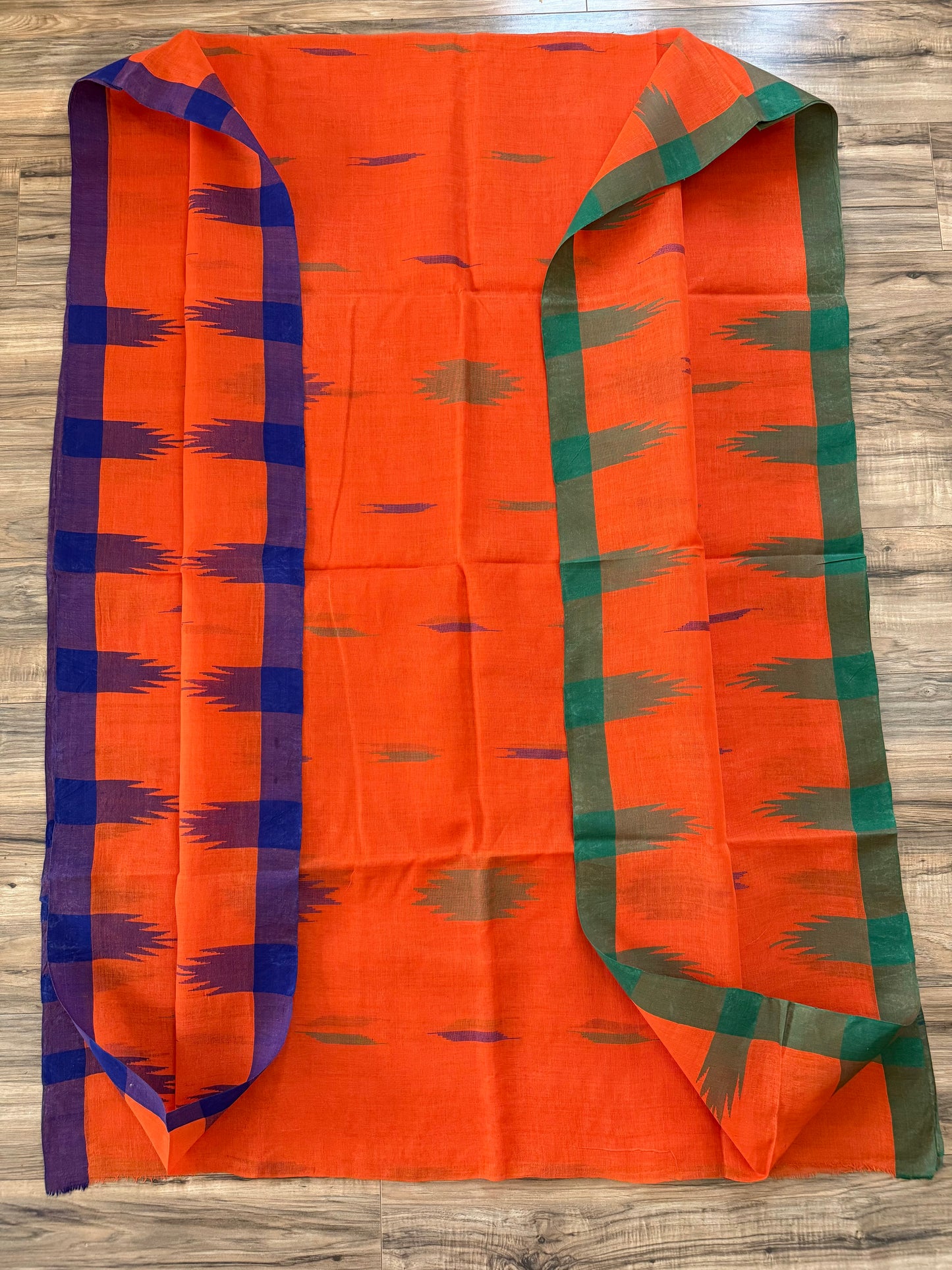 Sylheti Monipuri Handwoven Cotton Saree– Orange