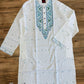 Original Dhakai Jamdani Men Punjabi, Pure Cotton, White