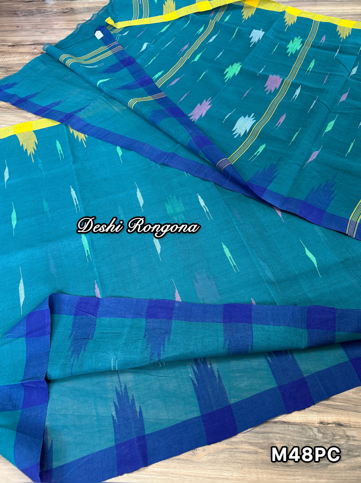 Sea Green Monipuri Saree with Dual Temple Border