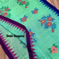 Sylheti Monipuri Saree, Mint with Purple/Blue Border