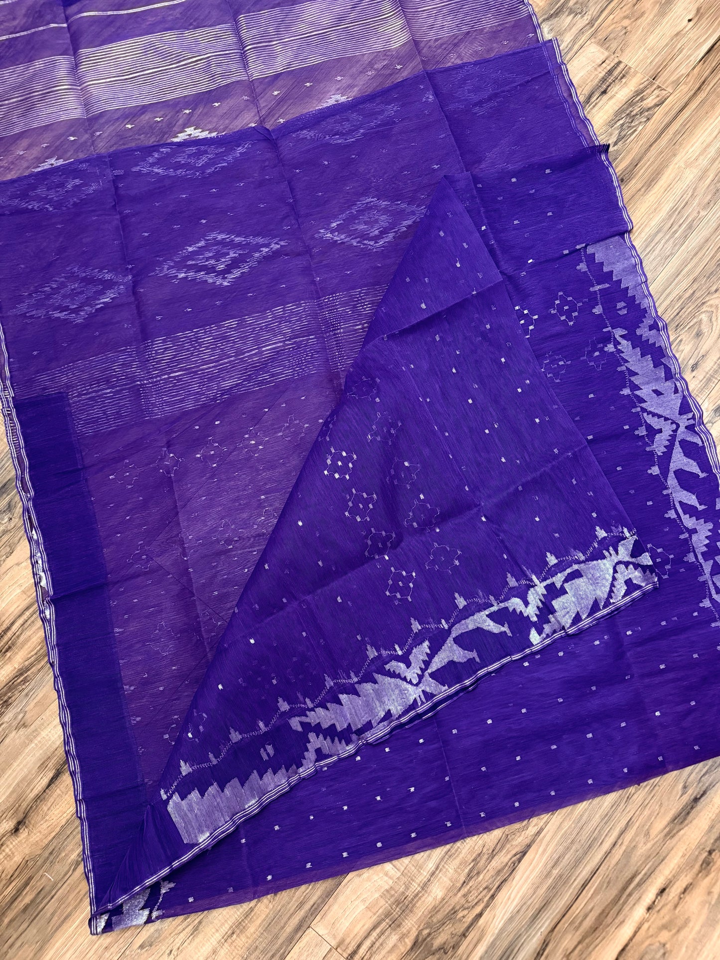 Purple Original Dhakai Jamdani Saree - Handloom Classic