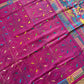 Magenta Pink Bangalore Silk Kantha Saree