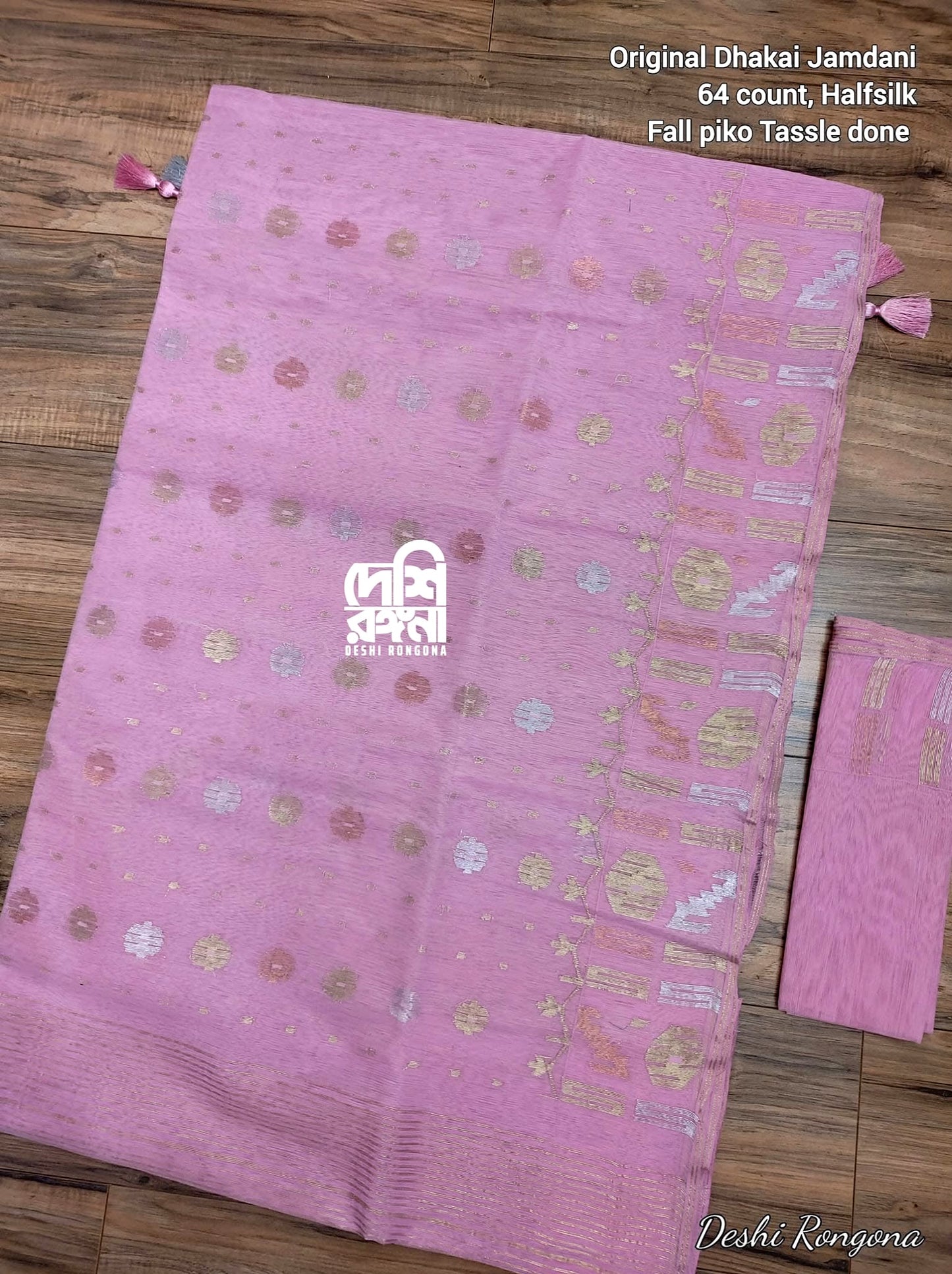 Original Dhakai Jamdani Saree -Baby Pink
