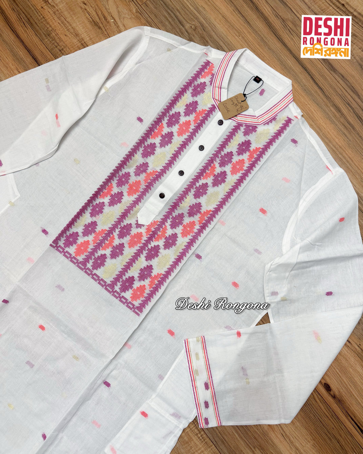 Original Dhakai Jamdani Men Punjabi, Pure Cotton