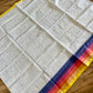 Tangail Halfsilk Khesh Saree, White -pink border