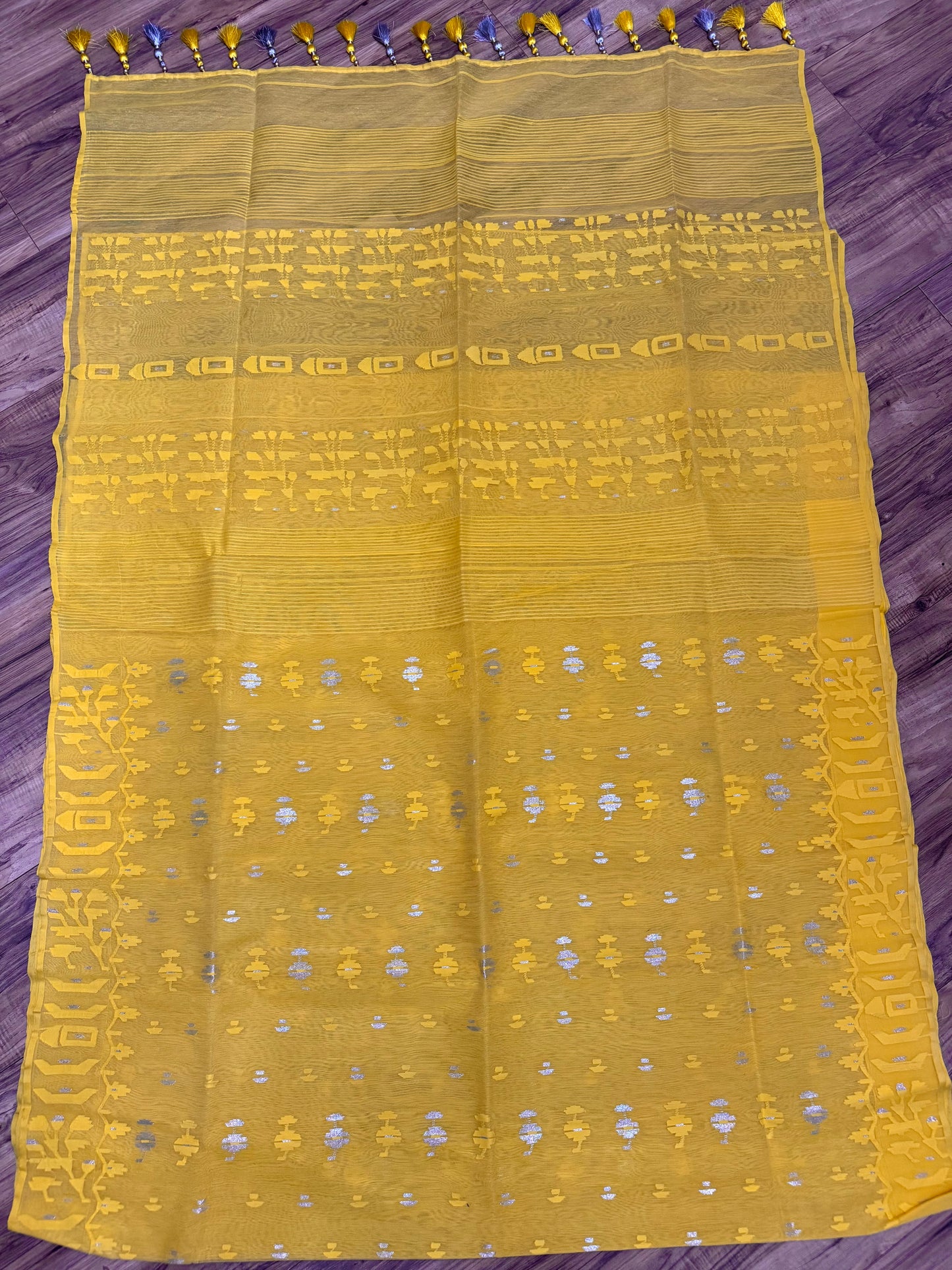 Original Dhakai Jamdani Saree - Yellow