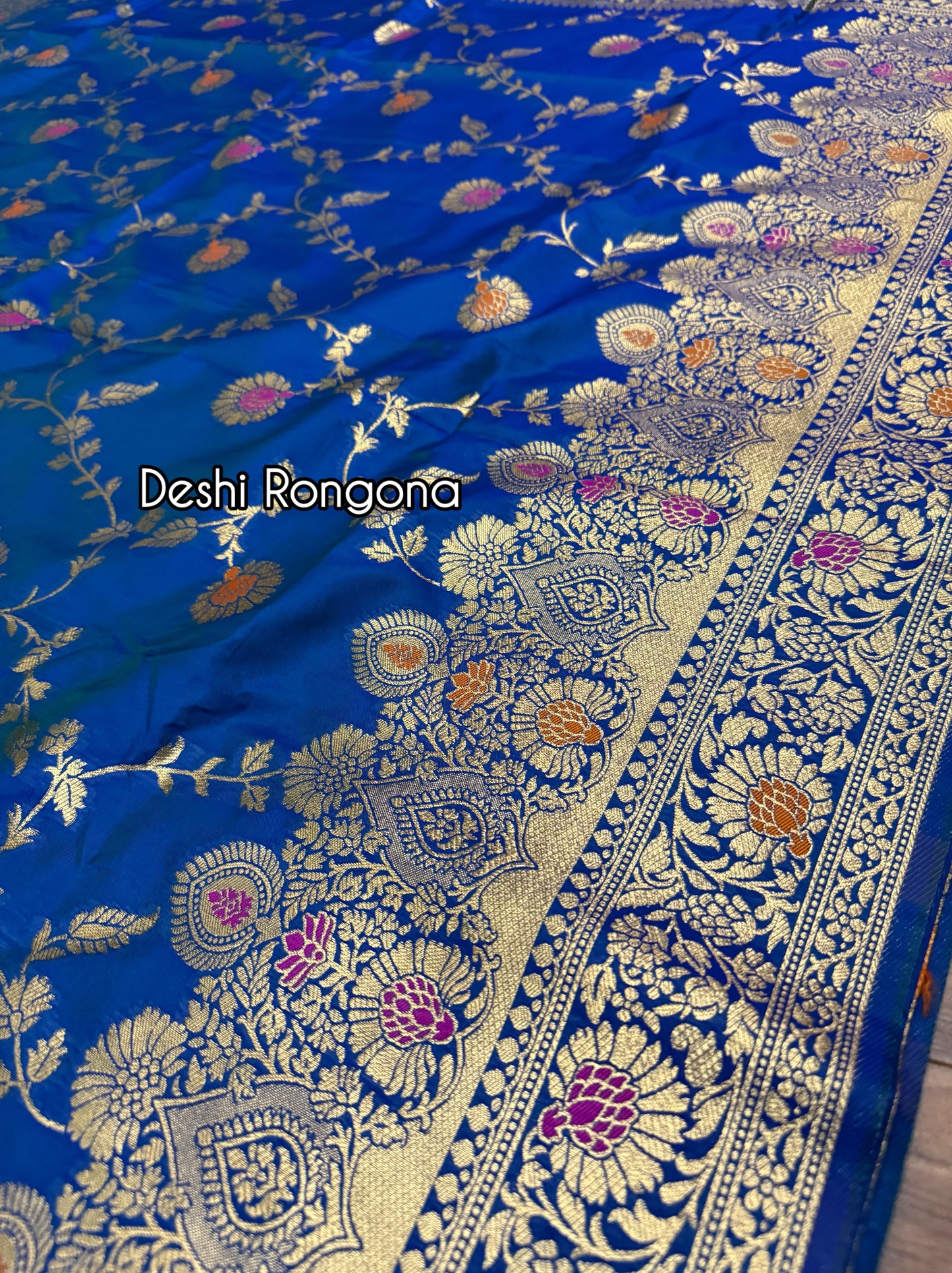 Royal Blue Benaroshi Katan Silk Saree – Elegant Wedding & Party Wear
