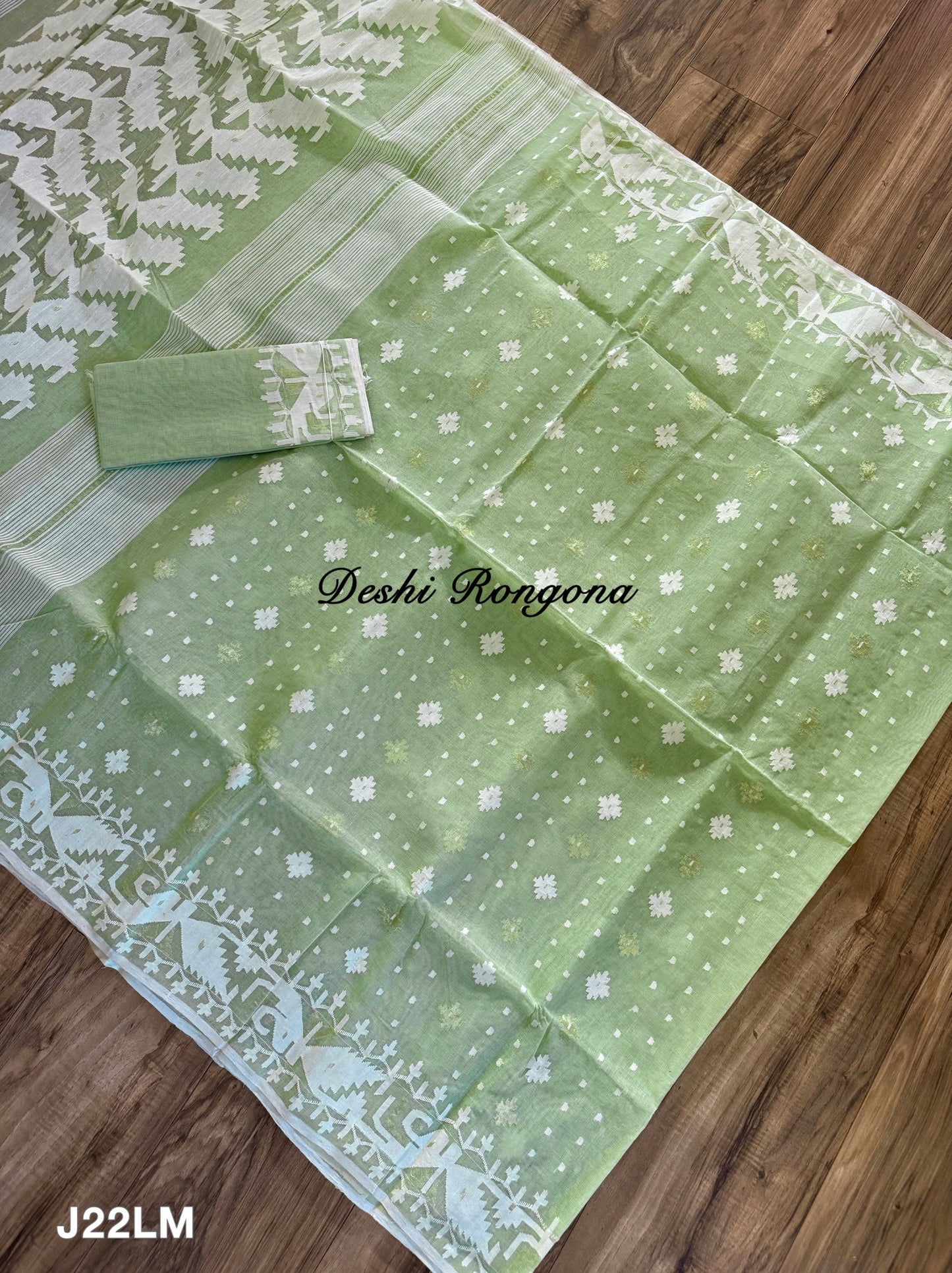 Original Dhakai Jamdani Saree, Handloom Classic -Mint Green