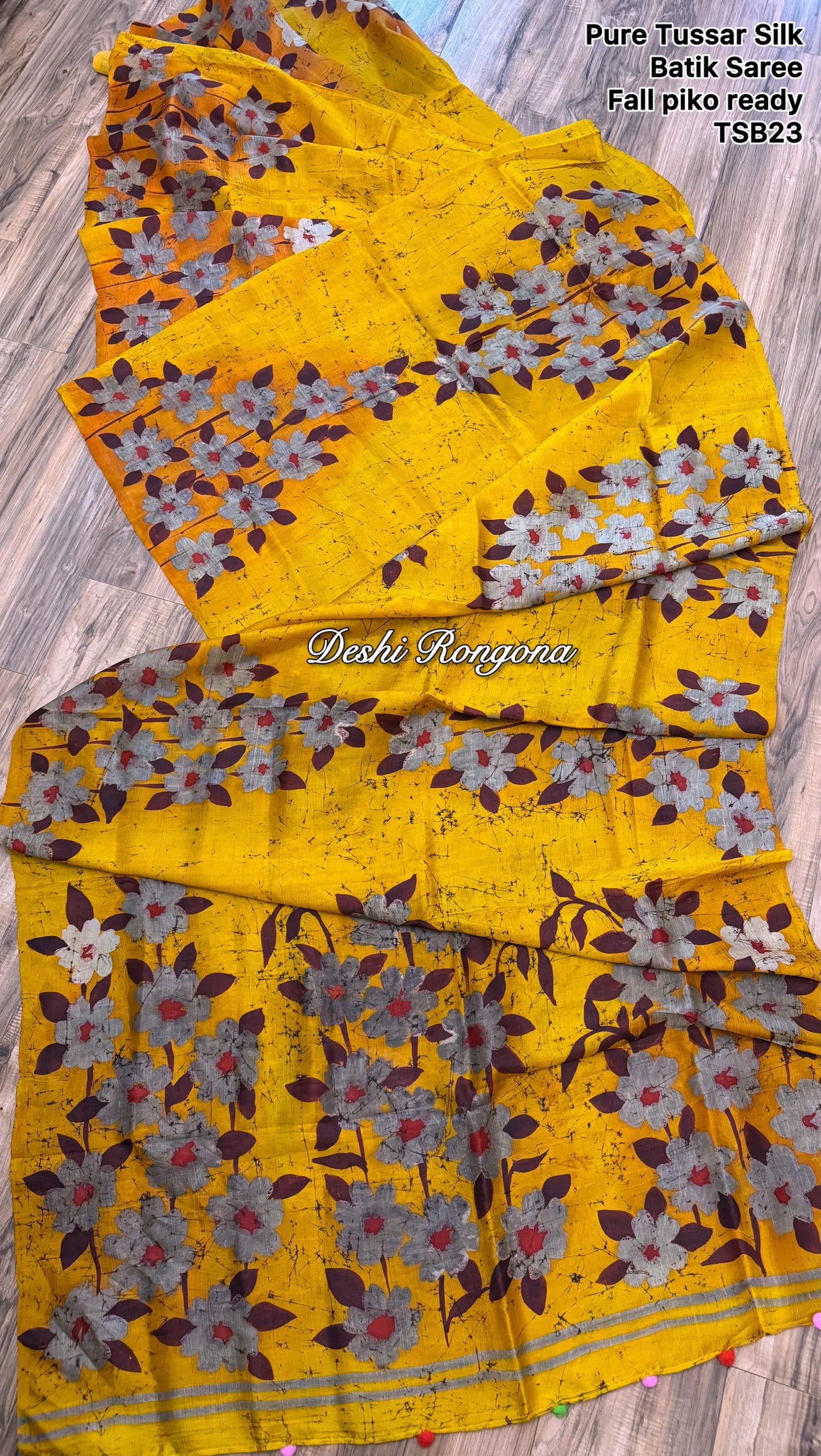 Pure Tussar Silk Hand Batik Saree