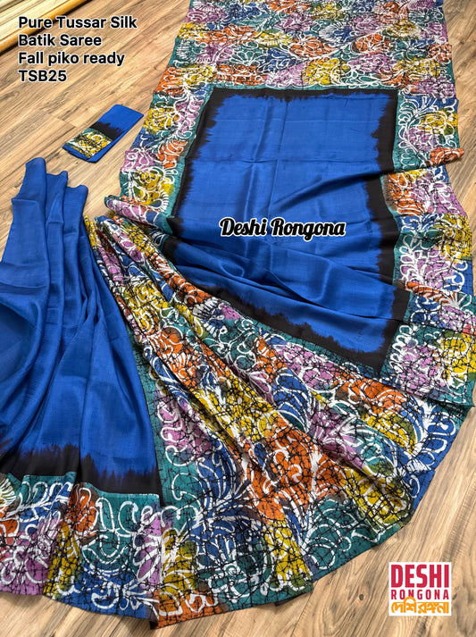 Pure Tussar Silk Hand Batik Saree