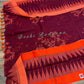 Monipuri Cotton saree, Maroon and Orange