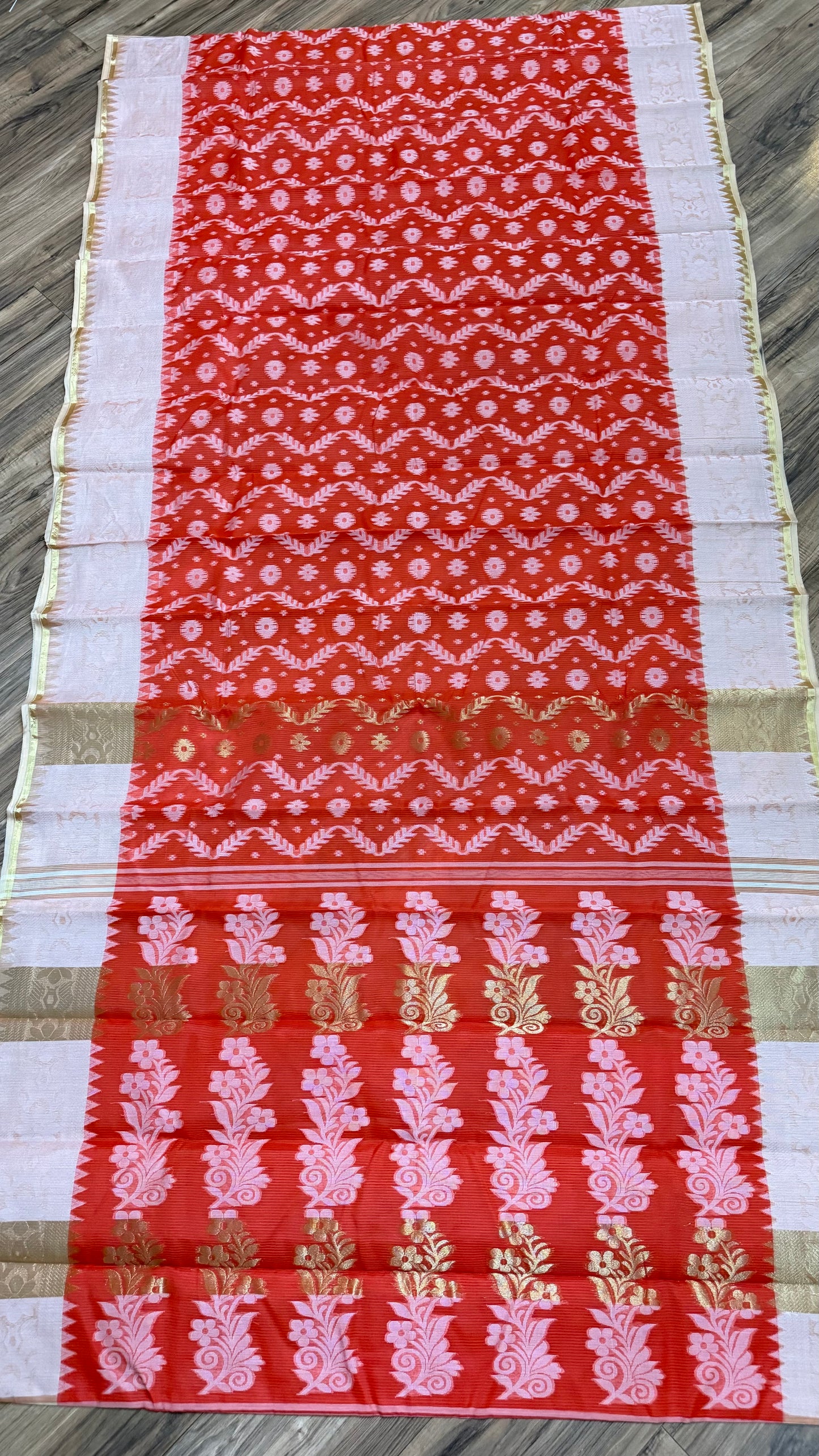 Tangail Halfsilk Saree, Orange