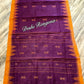 Monipuri Cotton saree, Burgundy and Orange